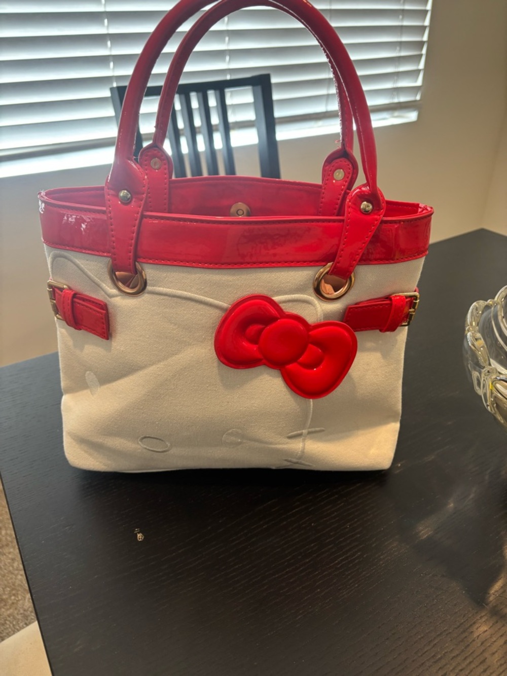 Hello Kitty White Tote with Glossy Red Trim and Bow